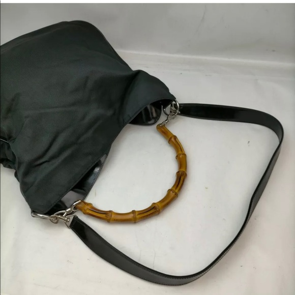 Gucci Black Nylon Bamboo Handle Hobo Shoulder bag - Picture 11 of 13